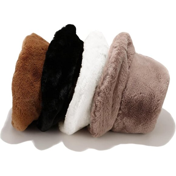 Winter Faux Fur Bucket Hat Fuzzy Warm Style for Women Men - Picture 5 of 7